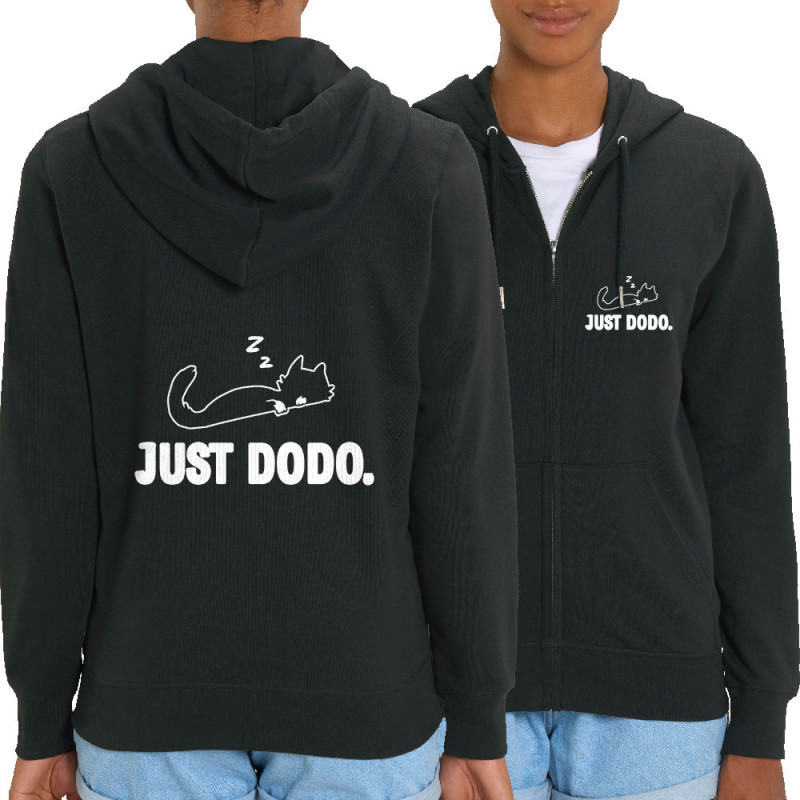 Sweat femme zippé à capuche coton bio noir Just dodo (Blacksquare,Animaux,Chats)