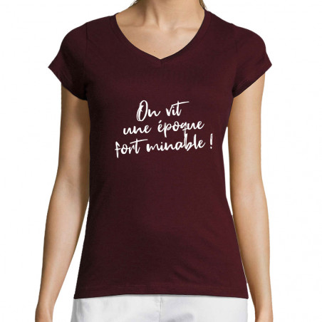 T-shirt femme col V "Une...