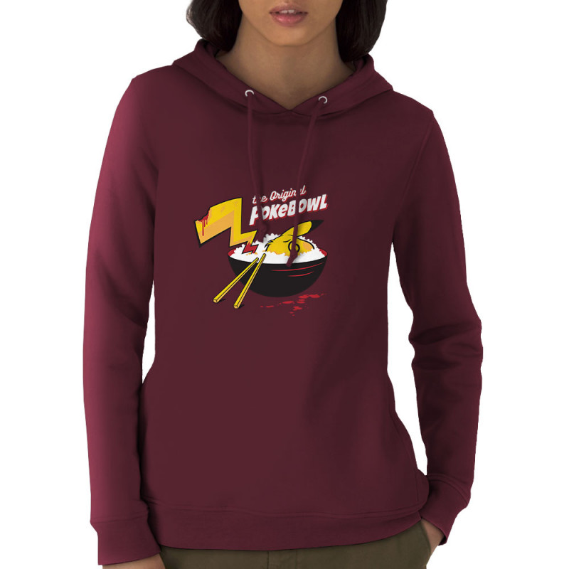 Sweat femme à capuche coton bio bordeaux Original Pokebowl (Ted Boundy,Films/Séries,Jeux Vidéo / Geek,Manga Kawaï japan)