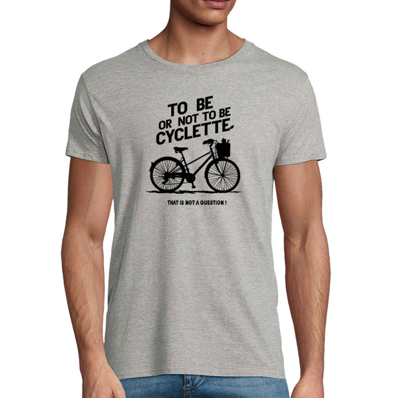T-shirt homme coton bio gris chiné To be cyclette (Blacksquare,Vélo,Slogans Débiles)