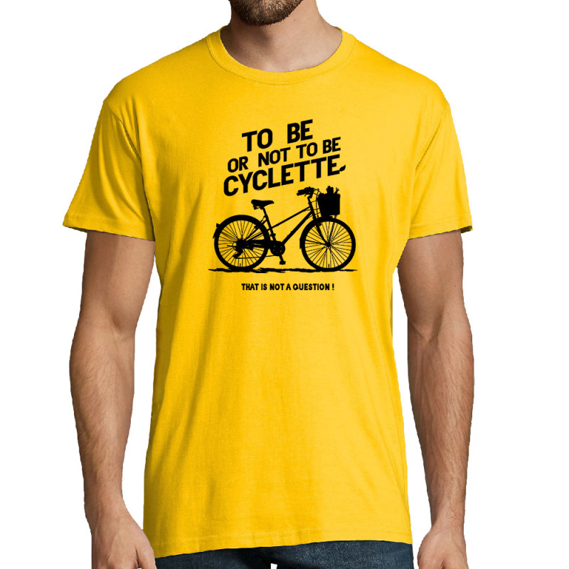 Tee-shirt homme jaune To be cyclette (Blacksquare,Vélo,Slogans Débiles)