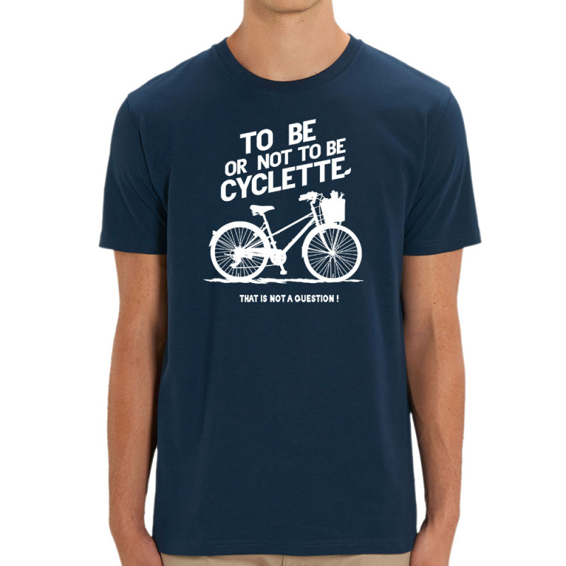 T-shirt homme coton bio bleu marine To be cyclette (Blacksquare,Vélo,Slogans Débiles)