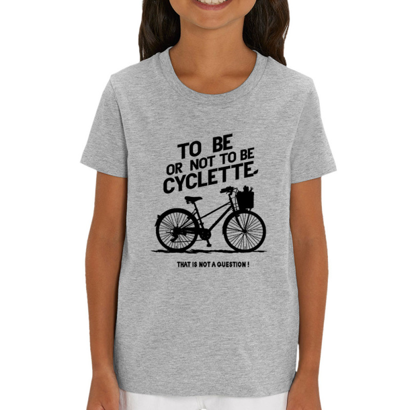 T-shirt enfant coton bio gris chiné To be cyclette (Blacksquare,Vélo,Slogans Débiles)