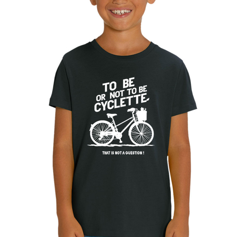 T-shirt enfant coton bio noir To be cyclette (Blacksquare,Vélo,Slogans Débiles)
