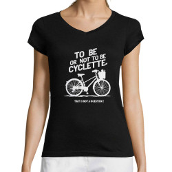 T-shirt femme col V noir To be cyclette (Blacksquare,Vélo,Slogans Débiles)