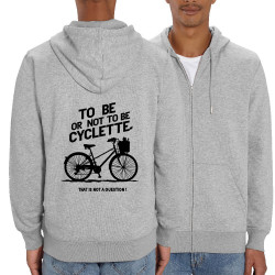 Sweat homme zippé à capuche coton bio gris chiné To be cyclette (Blacksquare,Vélo,Slogans Débiles)