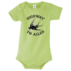 Body bébé vert pomme Highway to Ailes (Gondrax,Les Bébêtes,Animaux,Humour)