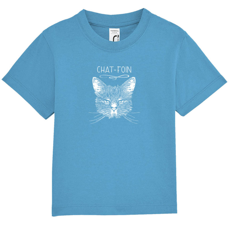 T-shirt bébé bleu azur Chat-foin (Gondrax,Les Bébêtes,Animaux,Chats)