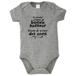 Body bébé gris chiné Croiser des cons (Gondrax,Humour,Slogans Débiles)