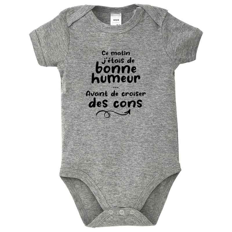 Body bébé gris chiné Croiser des cons (Gondrax,Humour,Slogans Débiles)