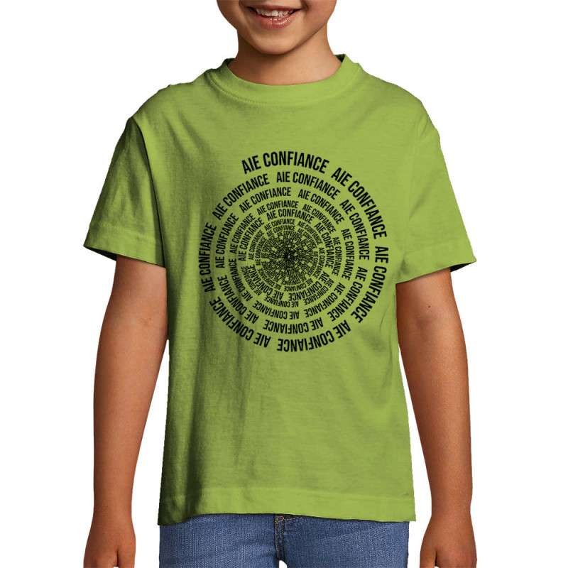 T-shirt enfant vert pomme Aie confiance (Gondrax,Slogans Débiles,Humour)