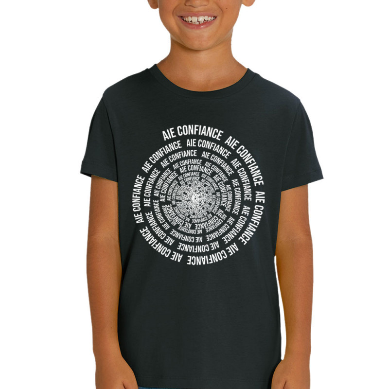 T-shirt enfant coton bio noir Aie confiance (Gondrax,Slogans Débiles,Humour)