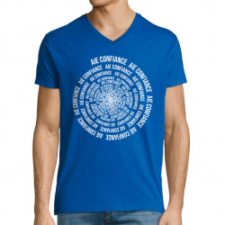 T-shirt homme col V bleu royal Aie confiance (Gondrax,Slogans Débiles,Humour)