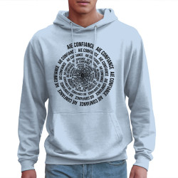 Sweat homme à capuche bleu ciel Aie confiance (Gondrax,Slogans Débiles,Humour)