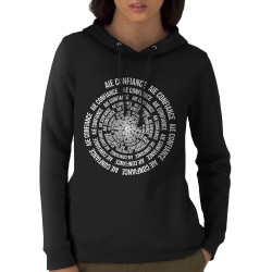 Sweat femme à capuche coton bio noir Aie confiance (Gondrax,Slogans Débiles,Humour)