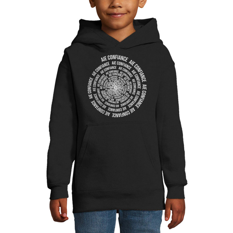 Sweat enfant à capuche noir Aie confiance (Gondrax,Slogans Débiles,Humour)