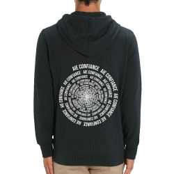 Sweat homme zippé à capuche coton bio noir Aie confiance (Gondrax,Slogans Débiles,Humour)