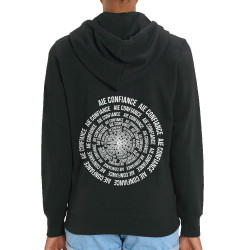 Sweat femme zippé à capuche coton bio noir Aie confiance (Gondrax,Slogans Débiles,Humour)