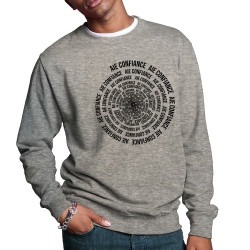 Sweat homme col rond gris chiné Aie confiance (Gondrax,Slogans Débiles,Humour)