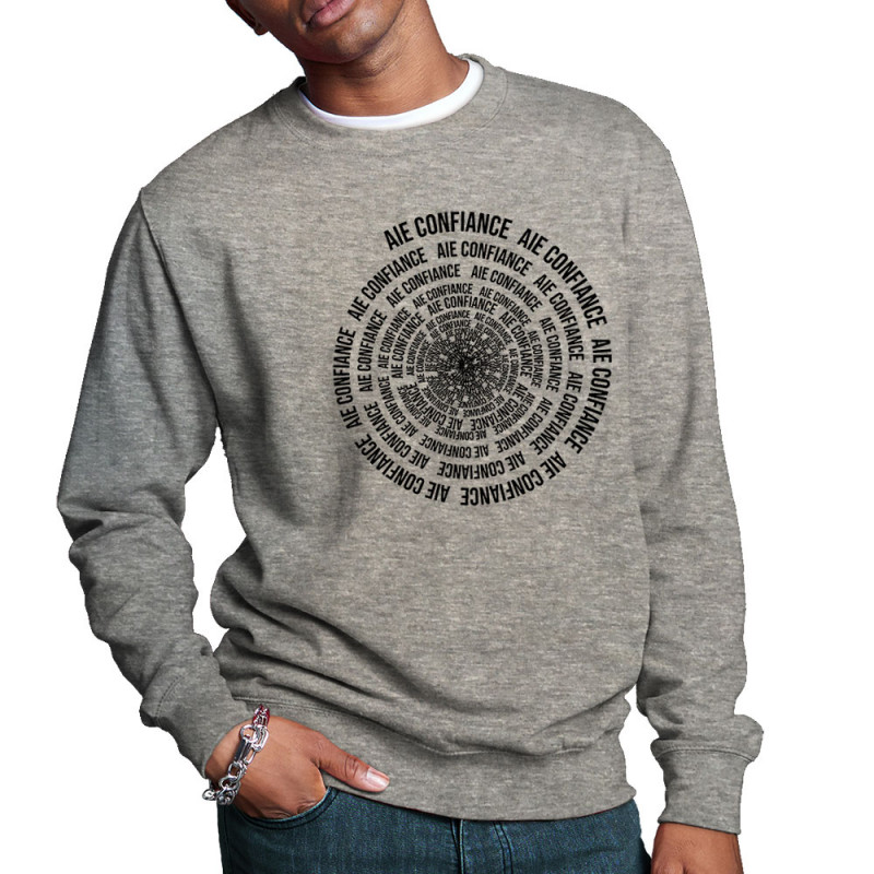 Sweat homme col rond gris chiné Aie confiance (Gondrax,Slogans Débiles,Humour)