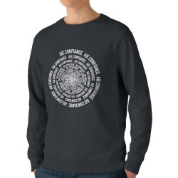 Sweat homme bio col rond gris anthracite Aie confiance (Gondrax,Slogans Débiles,Humour)