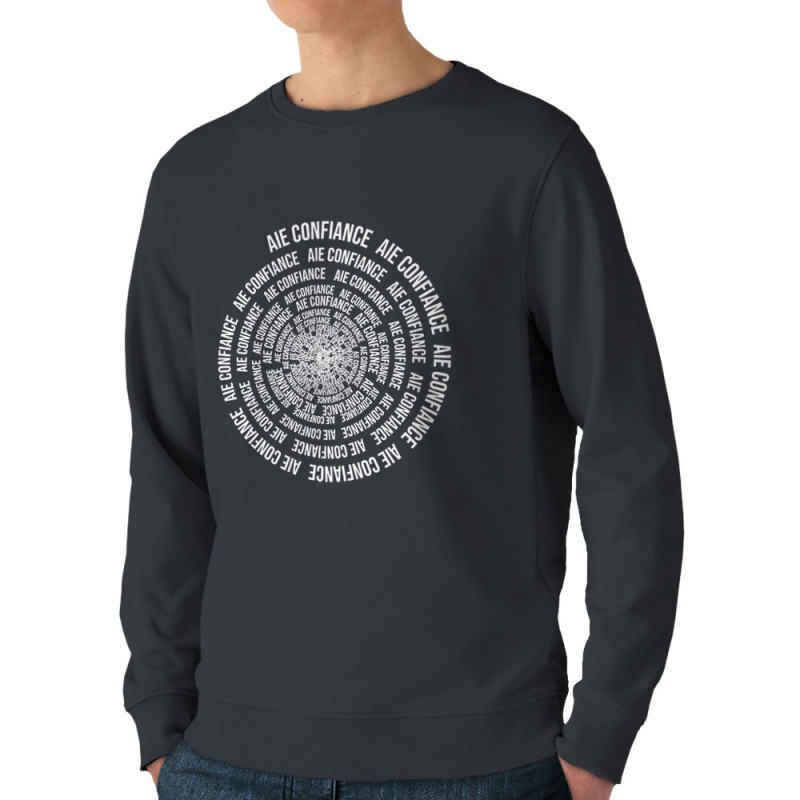 Sweat homme bio col rond gris anthracite Aie confiance (Gondrax,Slogans Débiles,Humour)