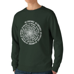 Sweat homme bio col rond vert foncé Aie confiance (Gondrax,Slogans Débiles,Humour)