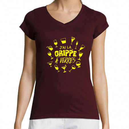 T-shirt femme col V "Grippe...