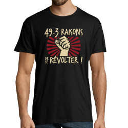 Tee-shirt homme noir 49-3 raisons de se révolter (Gondrax,Slogans engagés)