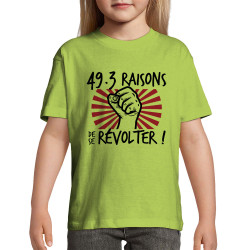 T-shirt enfant vert pomme 49-3 raisons de se révolter (Gondrax,Slogans engagés)