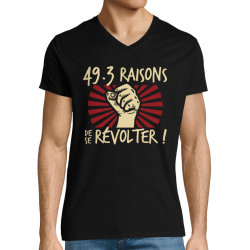T-shirt homme col V noir 49-3 raisons de se révolter (Gondrax,Slogans engagés)