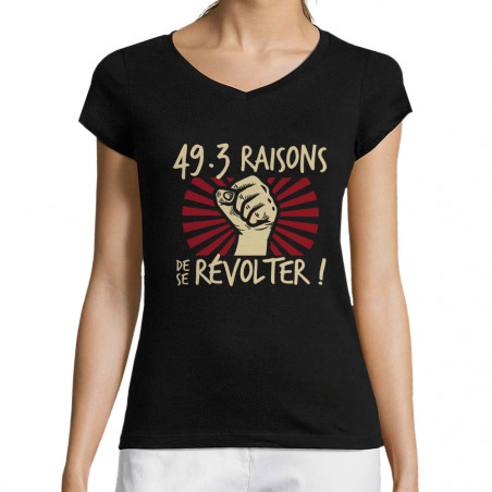 T-shirt femme col V "49-3...