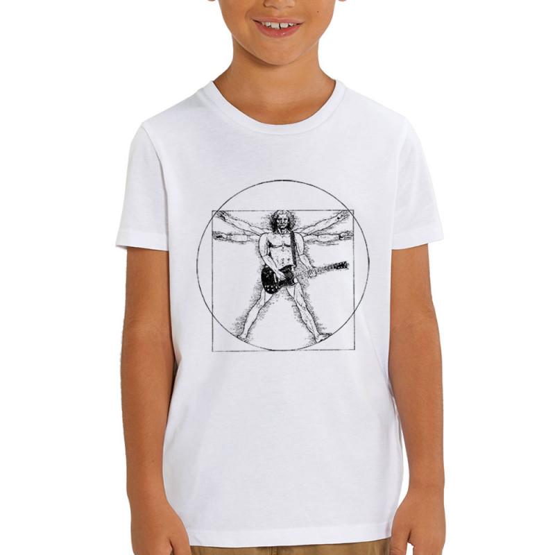 T-shirt enfant coton bio blanc Vitruve Rock (Gondrax,Rock & Punk,Musée,Humour,Homme de Vitruve)