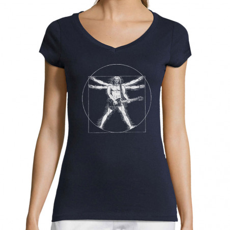 T-shirt femme col V...