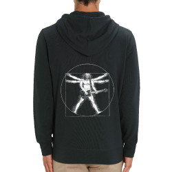 Sweat homme zippé à capuche coton bio noir Vitruve Rock (Gondrax,Rock & Punk,Musée,Humour,Homme de Vitruve)
