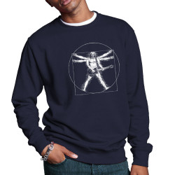 Sweat homme col rond bleu marine Vitruve Rock (Gondrax,Rock & Punk,Musée,Humour,Homme de Vitruve)