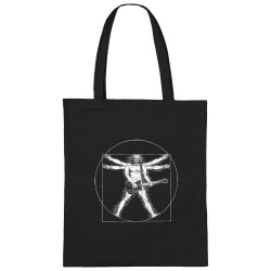 Sac shopping en toile noir Vitruve Rock (Gondrax,Rock & Punk,Musée,Humour,Homme de Vitruve)