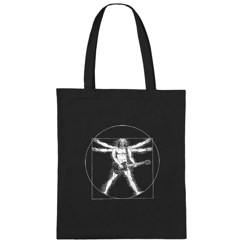 Sac shopping en toile noir Vitruve Rock (Gondrax,Rock & Punk,Musée,Humour,Homme de Vitruve)