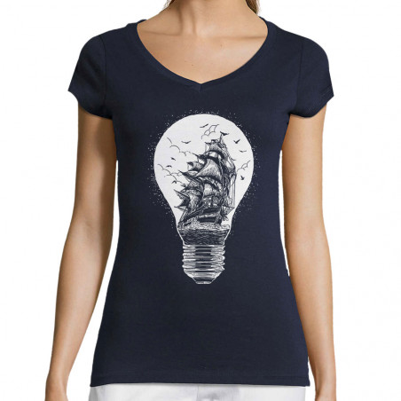 T-shirt femme col V "Light...