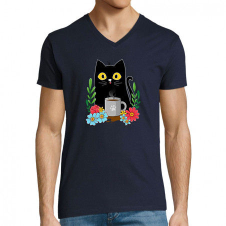 T-shirt homme col V "Coffee...