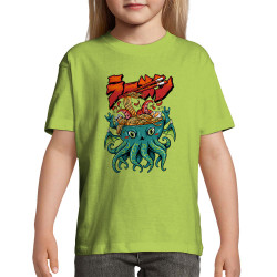T-shirt enfant vert pomme Cthulhu noodles (Manga Kawaï japan,Jeux Vidéo / Geek)