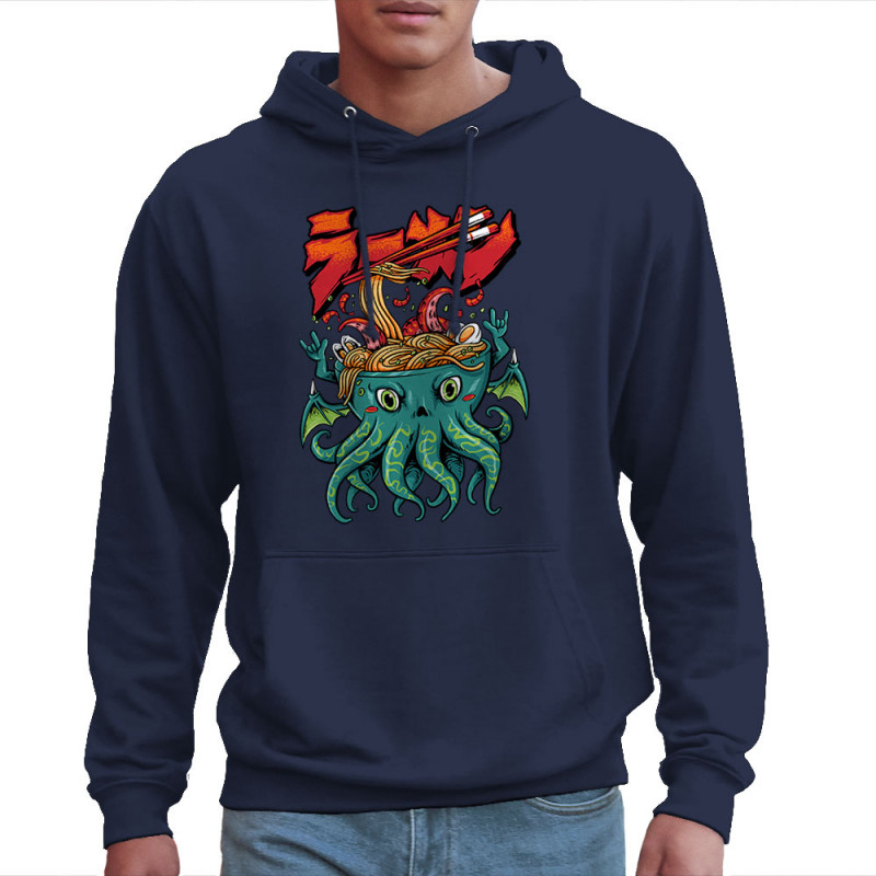 Sweat homme à capuche bleu marine Cthulhu noodles (Manga Kawaï japan,Jeux Vidéo / Geek)