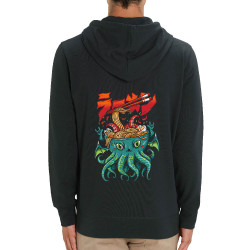 Sweat homme zippé à capuche coton bio noir Cthulhu noodles (Manga Kawaï japan,Jeux Vidéo / Geek)
