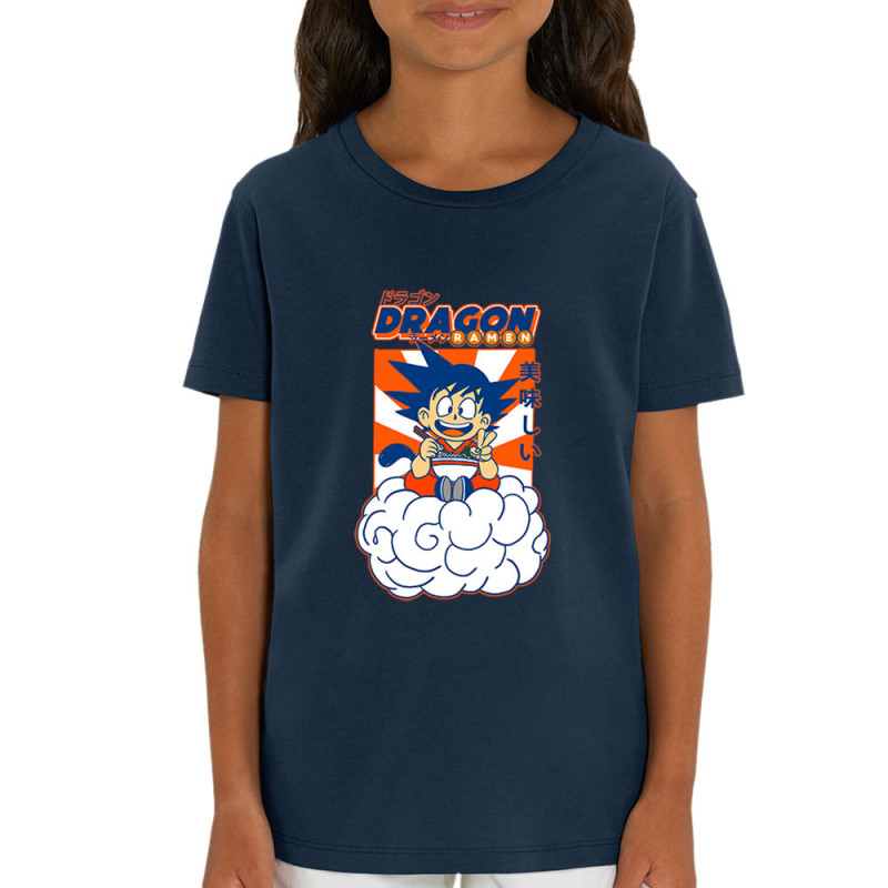 T-shirt enfant coton bio bleu marine Dragon Ball Ramen (Manga Kawaï japan,Jeux Vidéo / Geek)