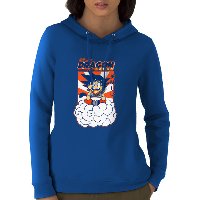 Sweat femme à capuche coton bio bleu royal Dragon Ball Ramen (Manga Kawaï japan,Jeux Vidéo / Geek)