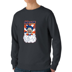Sweat homme bio col rond gris anthracite Dragon Ball Ramen (Manga Kawaï japan,Jeux Vidéo / Geek)