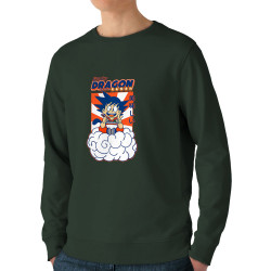 Sweat homme bio col rond vert foncé Dragon Ball Ramen (Manga Kawaï japan,Jeux Vidéo / Geek)