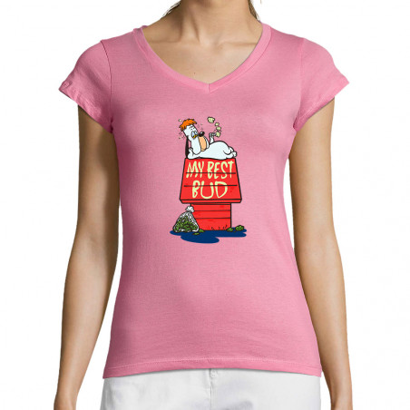 T-shirt femme col V "Best...