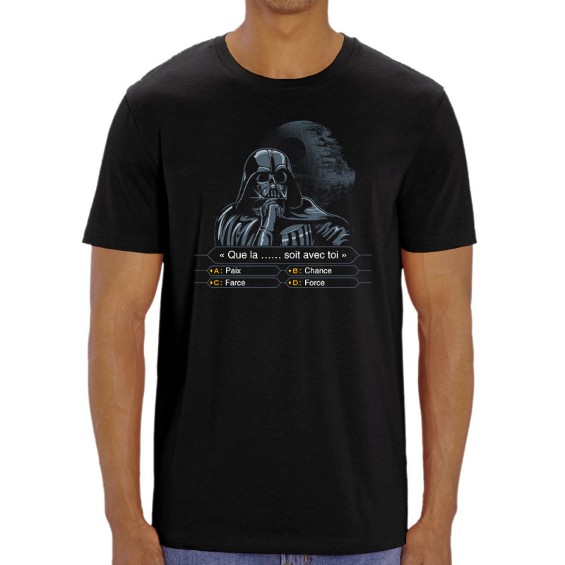 T-shirt homme coton bio noir Dark Vador veut gagner des millions (Films/Séries,Humour,Star Wars)