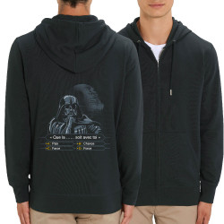 Sweat homme zippé à capuche coton bio noir Dark Vador veut gagner des millions (Films/Séries,Humour,Star Wars)